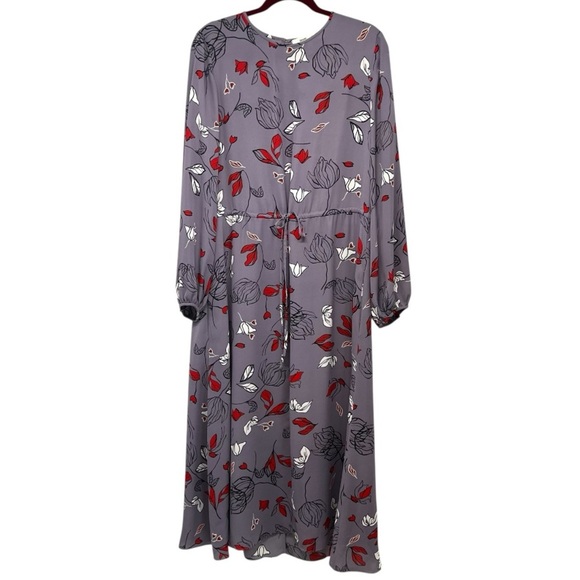 Diane Von Furstenberg Lavender Floral Long Sleeve Maxi Dress Women’s 12 - Picture 4 of 11